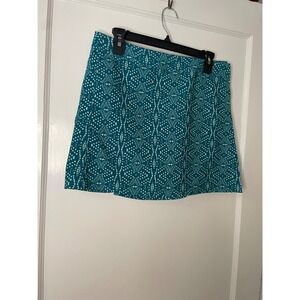Rip Skirt Hawaii Women's Teal Blue & White Geometric Print Mini Skirt medium‎